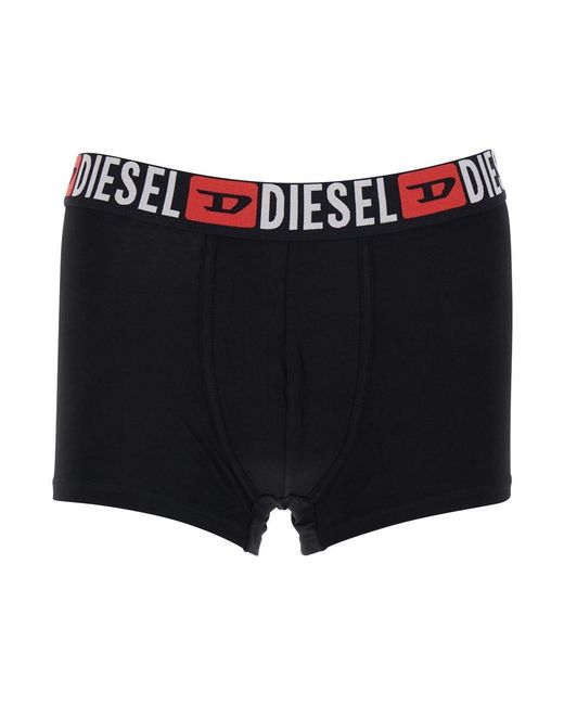 DIESEL Black Set Of Three Boxer Shorts With Elastic Waist With Logo Lettering for men