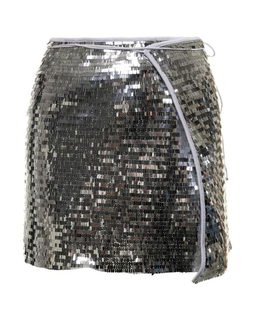 Oseree Gray Wrap Mini Skirt