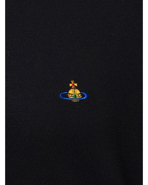 Vivienne Westwood Black Crewneck Sweater With Embroidered Logo for men