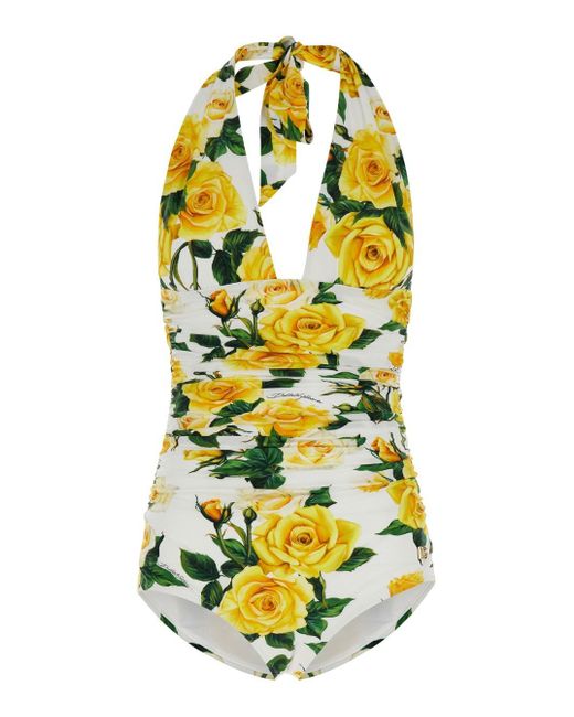Dolce & Gabbana Yellow And One-Piece Swimsuite