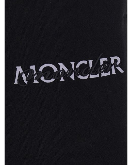 Moncler Black Pants With Elasticated Waist And Logo Lettering On The F