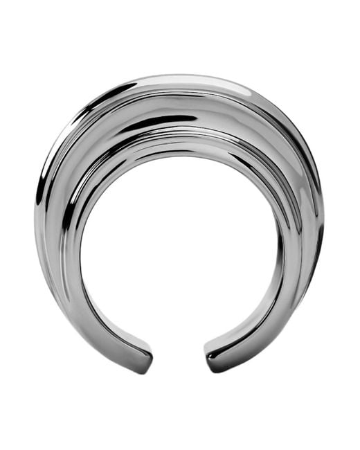 LAG World Gray 'Onda' Ring With Wave Silhouette And Open Rear