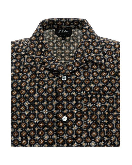 A.P.C. Black Bowling Shirt With Graphic Print for men