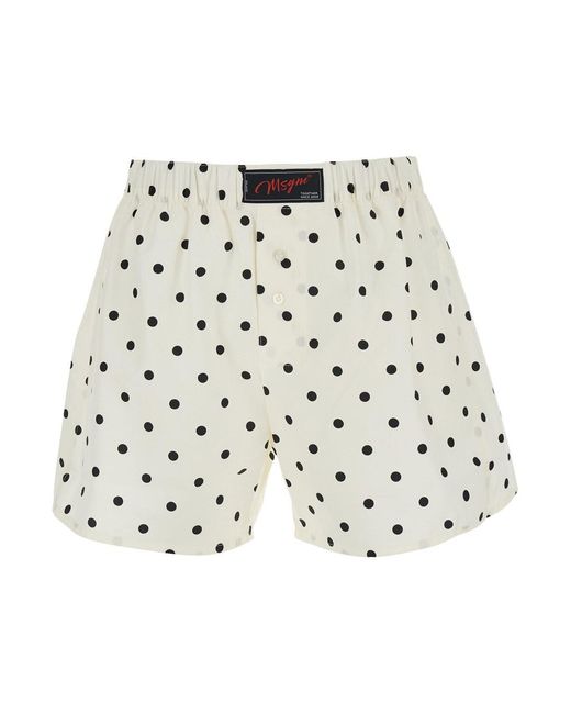 MSGM White Shorts Polka Dot Cotton