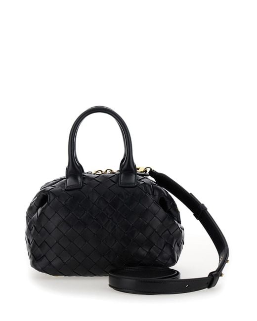 Bottega Veneta Black 'Bowling' Mini Handbag With Intrecciato Motif In