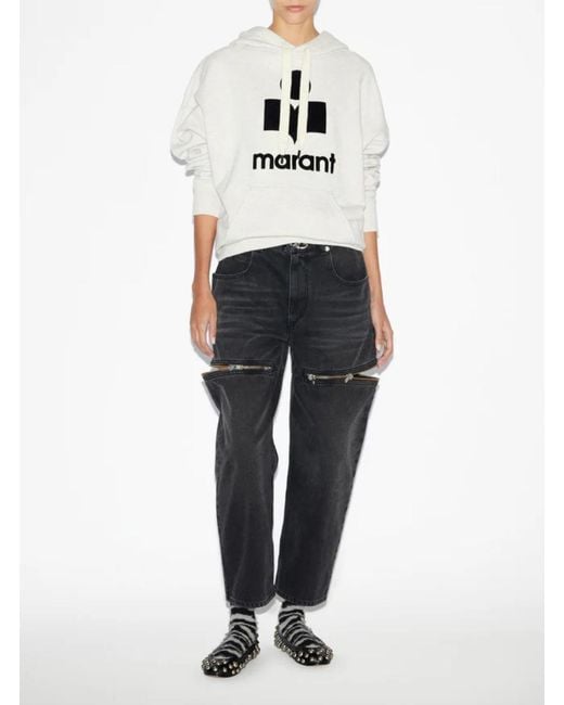 Isabel Marant White Hoodie With Tonal Logo Print