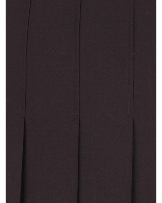 Le Plain Gray Midi Skirt With Hiddden Side Zip Closure And Pleated Des