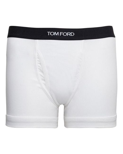 Tom Ford Blue Boxer Shorts With Elastic Waist With Logo Lettering for men