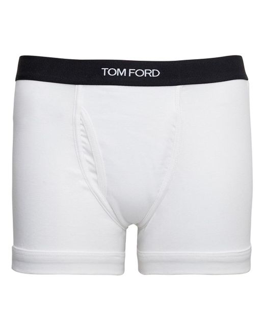 Tom Ford Blue Boxer Shorts With Elastic Waist With Logo Lettering for men