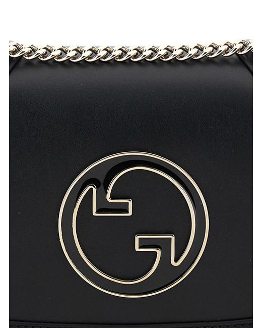 Gucci Black 'Blondie Small' Handbag With Metallic Gg Crossover On The Front And Chain Shoulder Strap