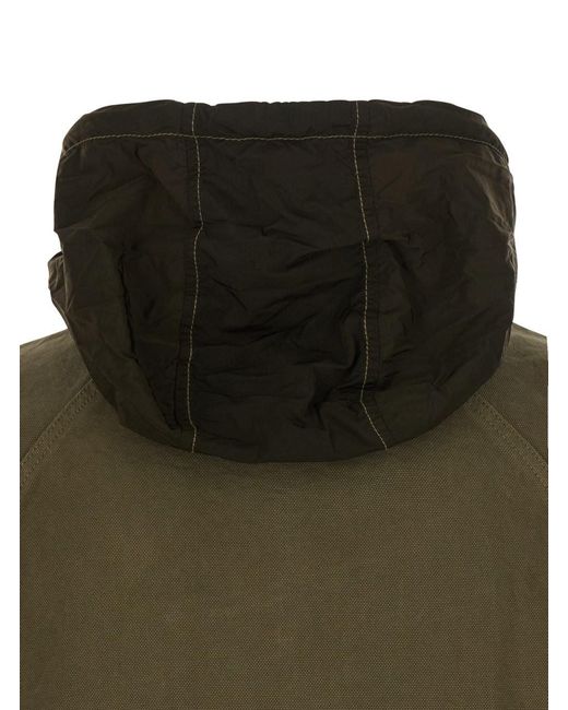 Stone Island Green Jacket Panama Cotton With Collar And Long Sleeves for men