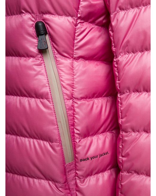 3 MONCLER GRENOBLE Pink 'Walibi' Down Jacket With Logo Patch