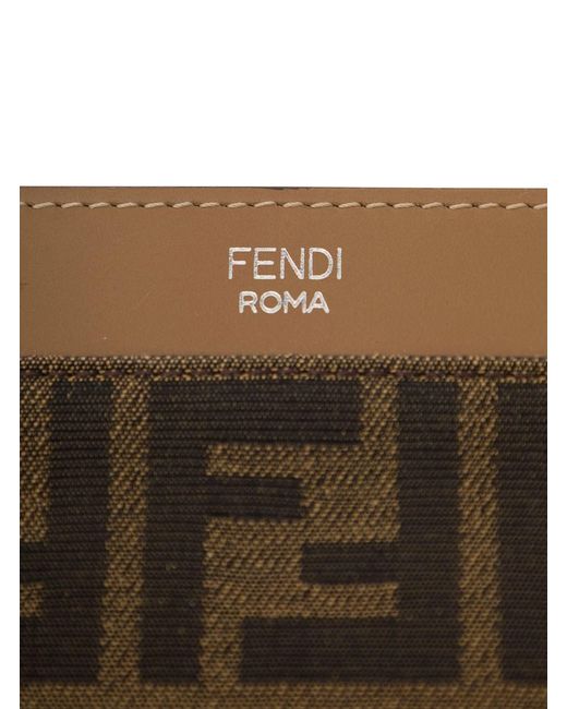 Fendi Brown 'Large Ff' Flat Pouch With Jacquard Motif for men
