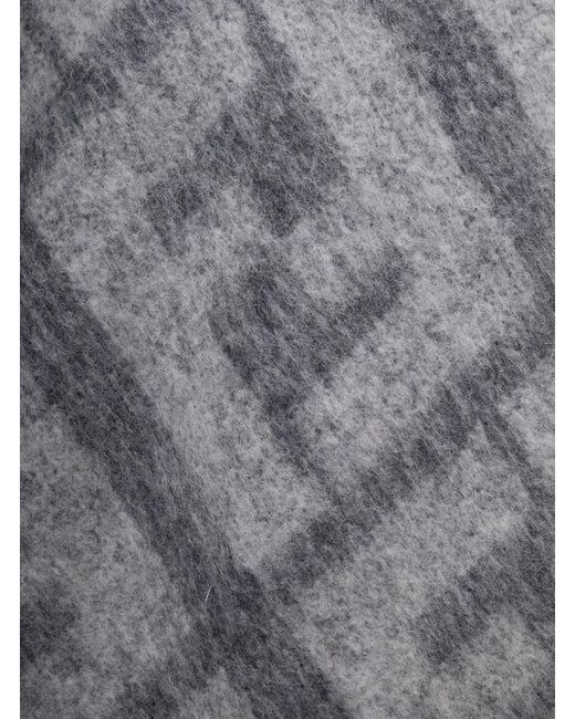 Fendi Gray Sweater With Jacquard Ff Motif for men