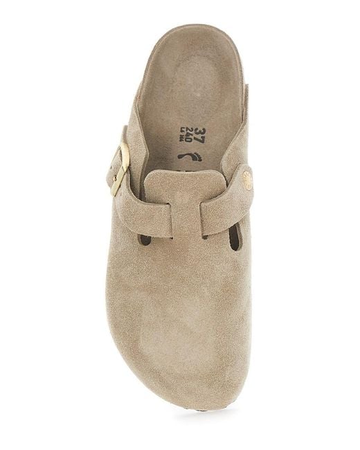 Birkenstock White 'Boston' Mules With Buckle And Rounded Toe