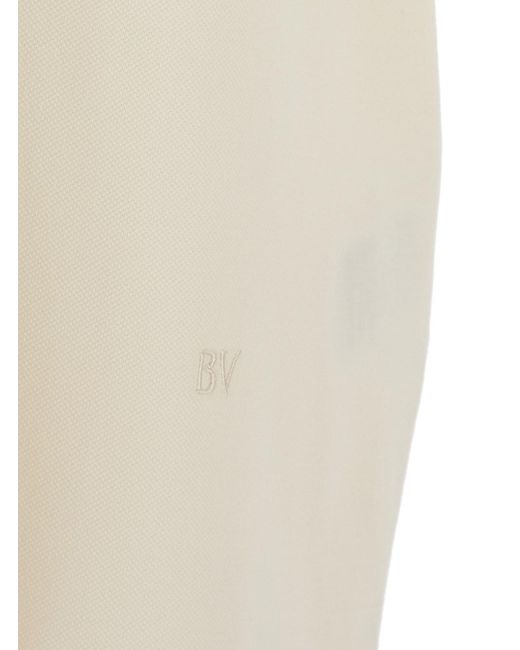 Bottega Veneta White Polo Shirt With Classic Collar And Logo Embroidery Detail On The Front for men