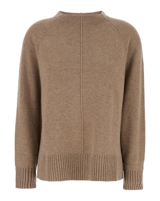 Max Mara Brown Solid Crew Neck Sweater