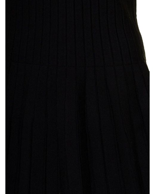 Short sleeves pleated knit short dress di Balmain in Black