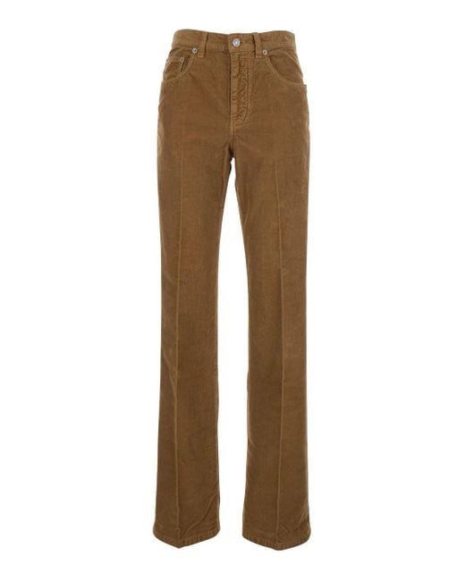 Pantaloni 'Clyde' Con Patch Logo Sul Retro di Saint Laurent in Natural