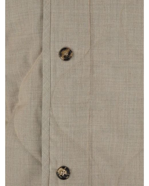 J.W. Anderson Natural Crewneck Jacket With Quilted Design On The Front And Logo Embroidery On The Rear for men