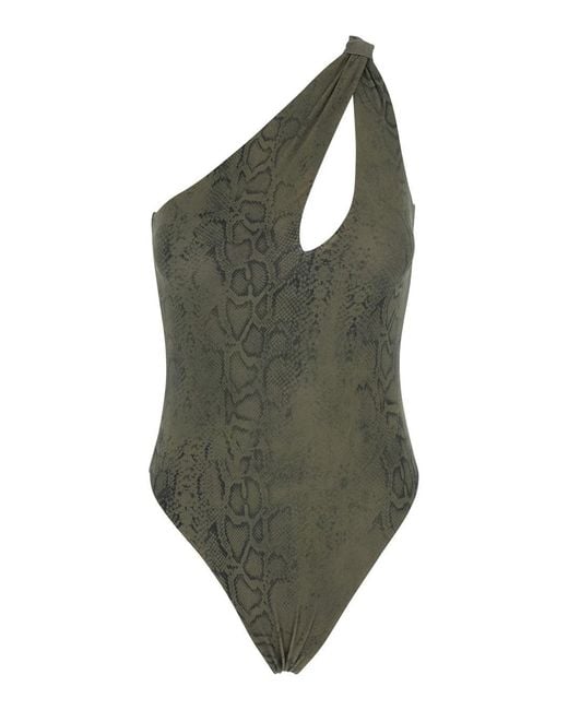 FEDERICA TOSI Green One-Piece Swimsuit With All-Over Python Print