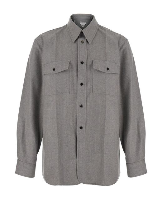 Bottega Veneta Gray Compact Wool Flannel Shirt/
Sterling Melange for men