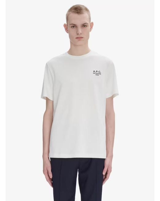 A.P.C. White Crewneck T-Shirt With Logo Embroidered On The Front for men