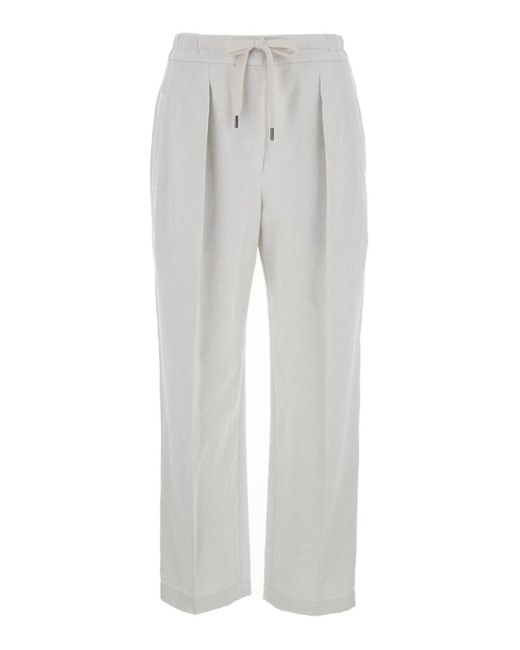 Brunello Cucinelli Gray Relaxed Pants With Drawstring