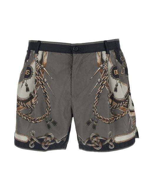 Dolce & Gabbana Gray Greyl Swimsuit With All-Over Print for men