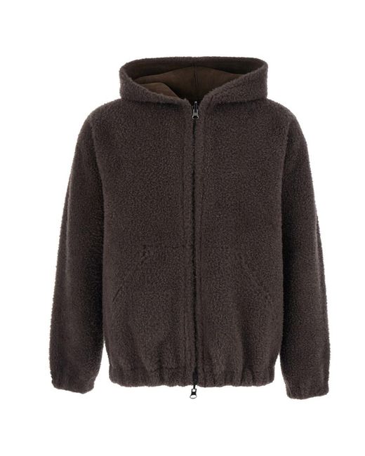 VALENTINI 1972 Brown Shearling With High Collar And Leather Front Clos for men