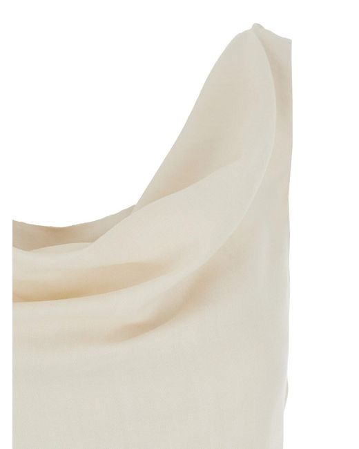 Brunello Cucinelli White Top With Draped Neck