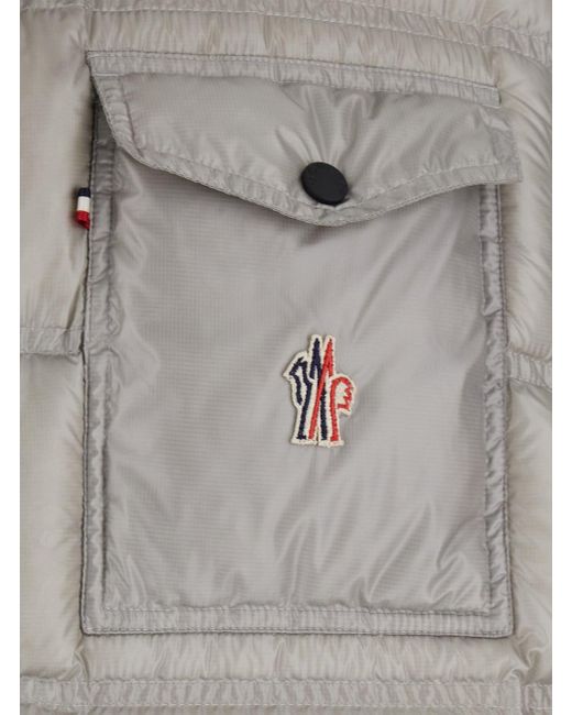 Moncler Gray Sleeveless Down Jacket With Logo Applied On The Chest for men