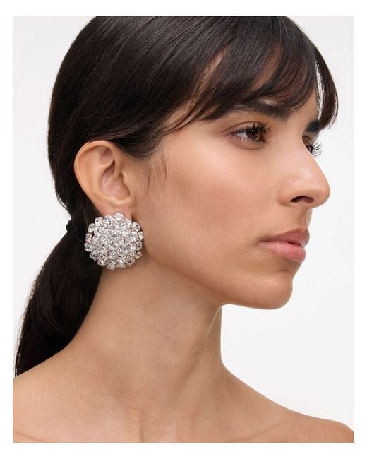 Self-Portrait Metallic Colored Earings With All-Over Crystal Embellishments