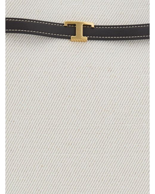 Tod's Metallic Tote Bag With Front Leather Buckled Belt