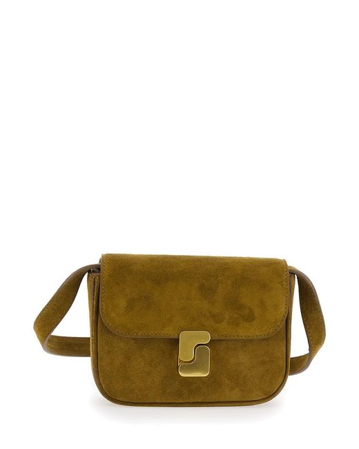 Soeur Green Belt Bag "Bell" With Cotton Details For