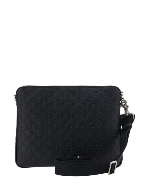Borsa A Spalla 'Emblem' Con Tracolla Regolabile E Removibile E M di Gucci in Black da Uomo