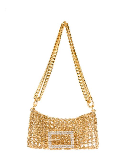 Silvia Gnecchi Metallic Baby Girl Medium Bag With Crystal Embellished Buckle In Gold-tone Brass