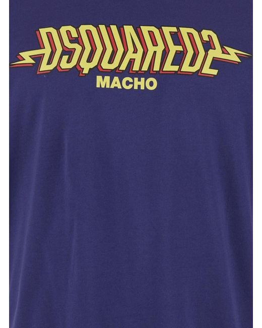 DSquared² Blue Cool Fit Tee Relaxed Fit Graphic Tee for men
