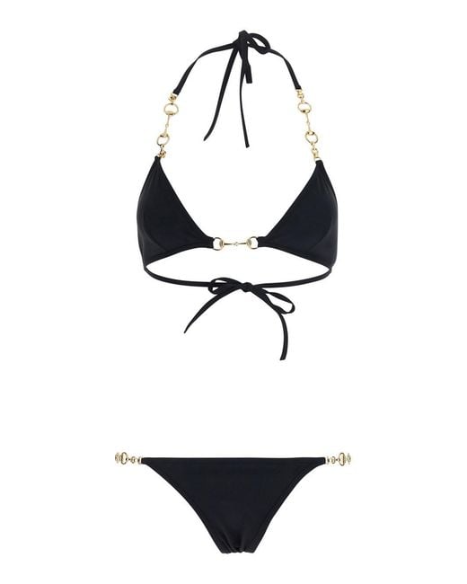 Gucci White Bikini Jersey Stretch Con Dettaglio Morsetto