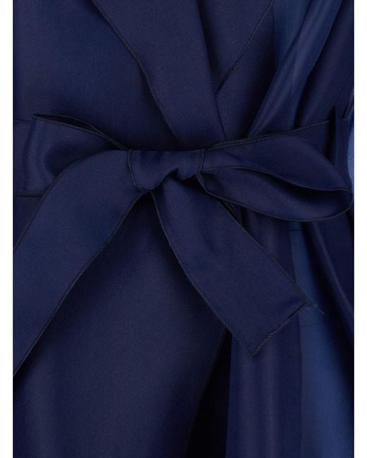 Le Plain Blue Light Trench With Notched Revers And Front Belt Closure I