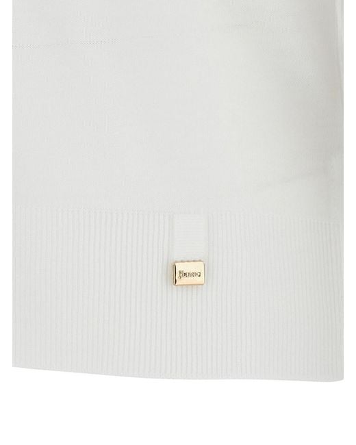Herno White Crewneck T-Shirt With Logo Plaque On The Front