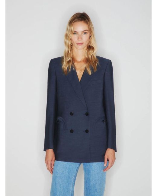 Blazé Milano Blue 'Aile' Double-Breasted Jacket With Peak Revers