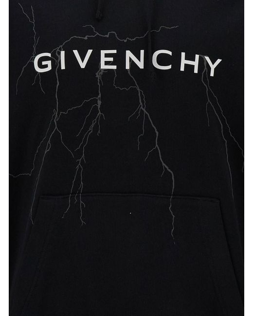 Givenchy Black Hoodie With Logo And Lighting Motif for men