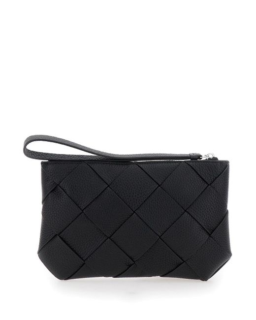 Bottega Veneta Black Medium Clutch With Intreccio Motif for men