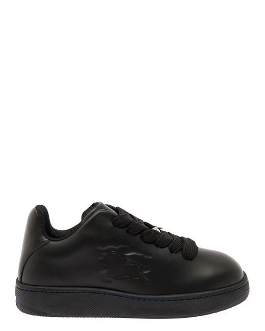 Burberry Black Low Top Sneakers With Equestrian Knight Embossed for men