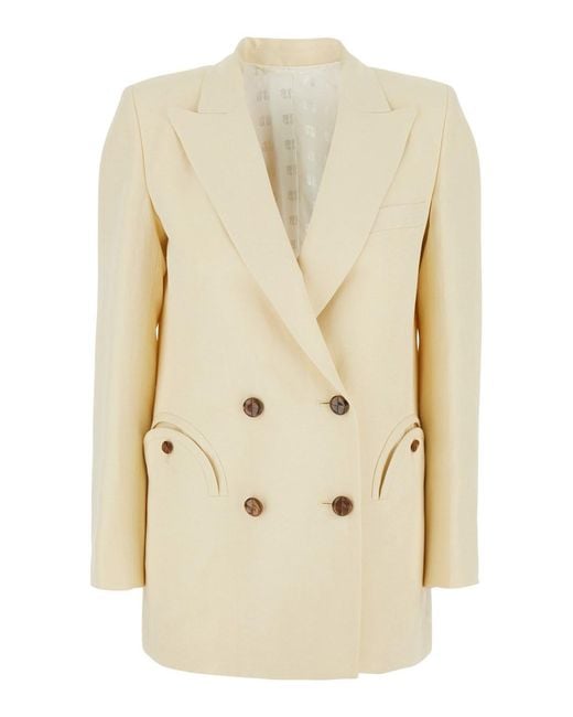 Blazé Milano Natural Double-Breasted Jacket With Peak Lapels