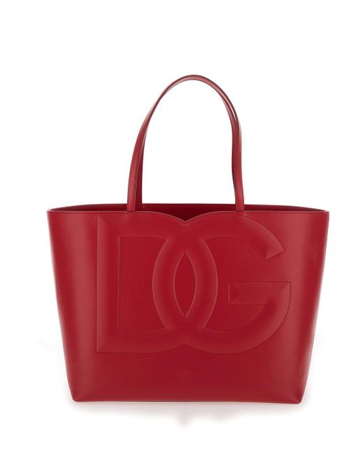 Dolce & Gabbana Red 'Dg Logo' Medium Shopper