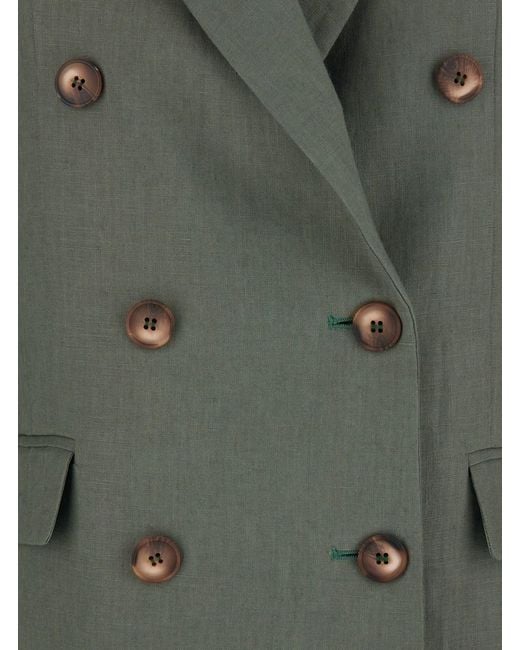 Le Plain Green Double-Breasted Jacket With Peak Revers