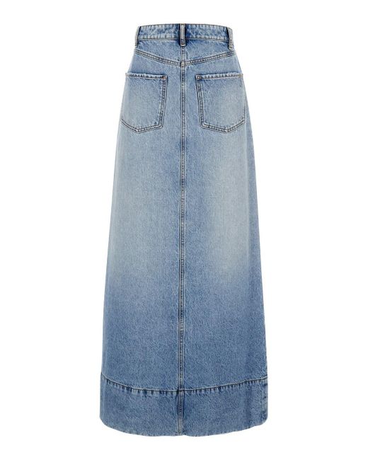 Sportmax Blue Maxi Light Skirt With Reversed Front And Rear