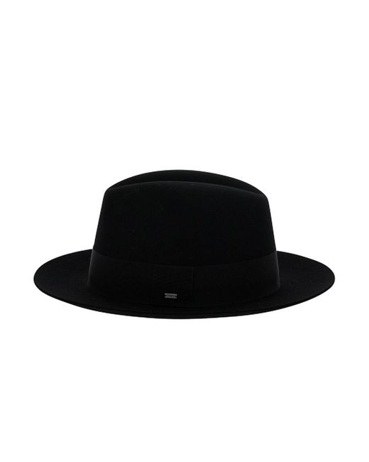 Saint Laurent Black Fedora Hat With Grosgrain Band